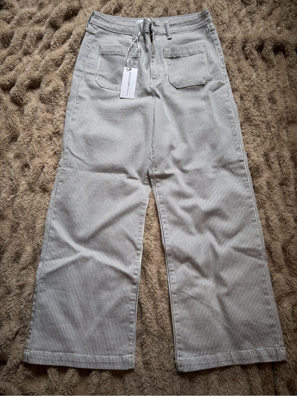Just Black Striped Straight Leg Pants in White and Black